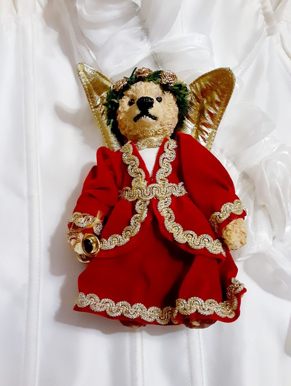 Vintage Victorian Christmas Angel Bear  Figurine Doll
